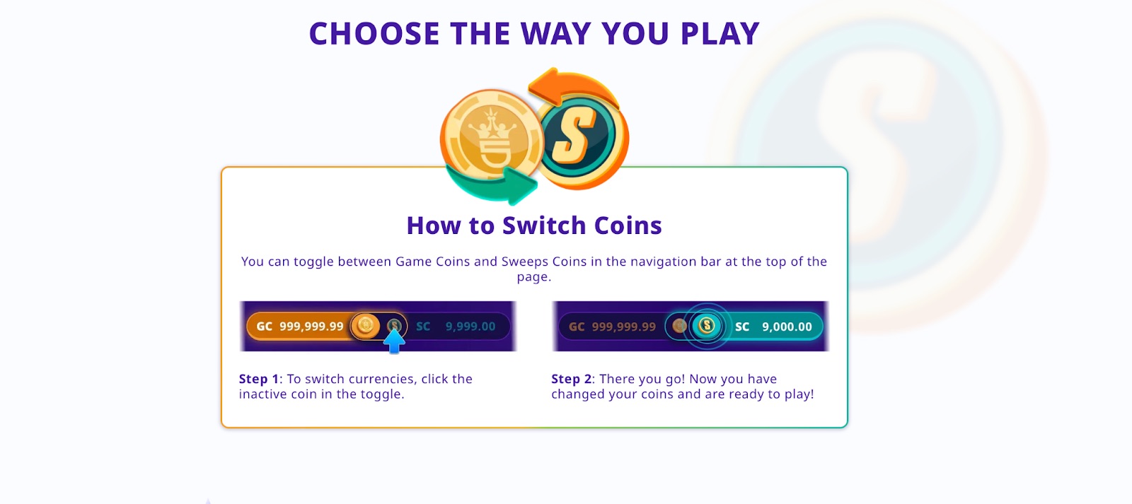 High 5 sweepstakes casino switch coins